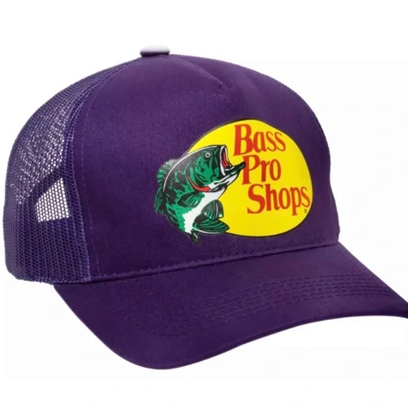 💜PURPLE LADIE’S BASS PRO SHOP MESH TRUCKER CAP SNAP BACK PRINTED DESIGN  BRAND🆕